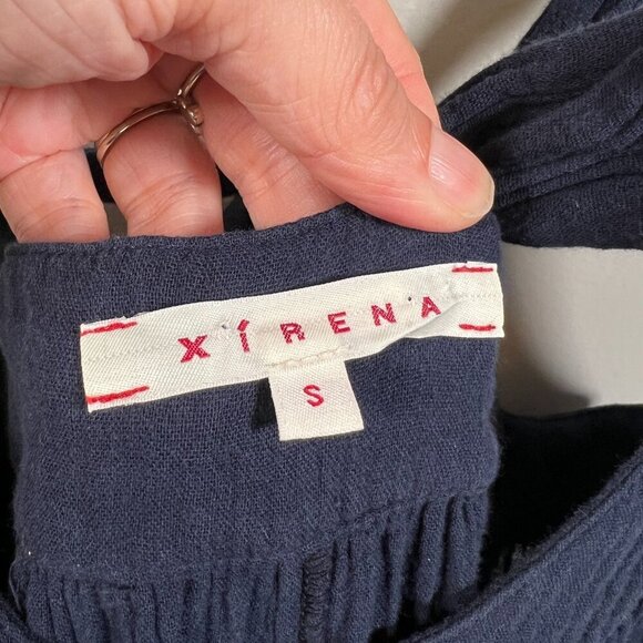 Xirena Rumi Midi Maxi Dress Size Small Navy Blue Gauze Vacation Lagenlook - Picture 5 of 12